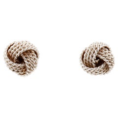 Vintage Pair of Tiffany & Co. Sterling Silver Twist Knot Stud Earrings