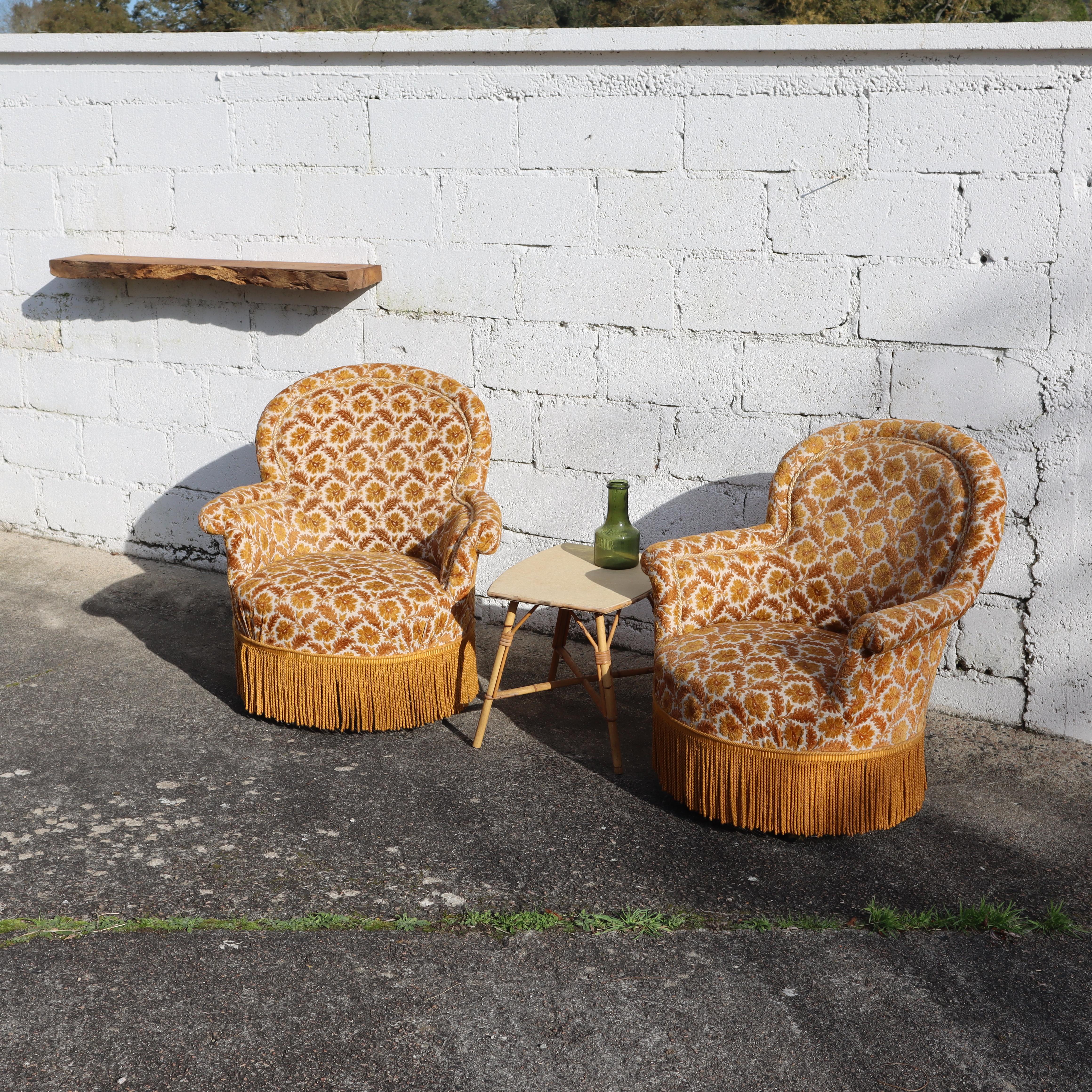 Vintage Pair of Toad Armchairs-Crapaud Seater-Lounge Seats-50s 9