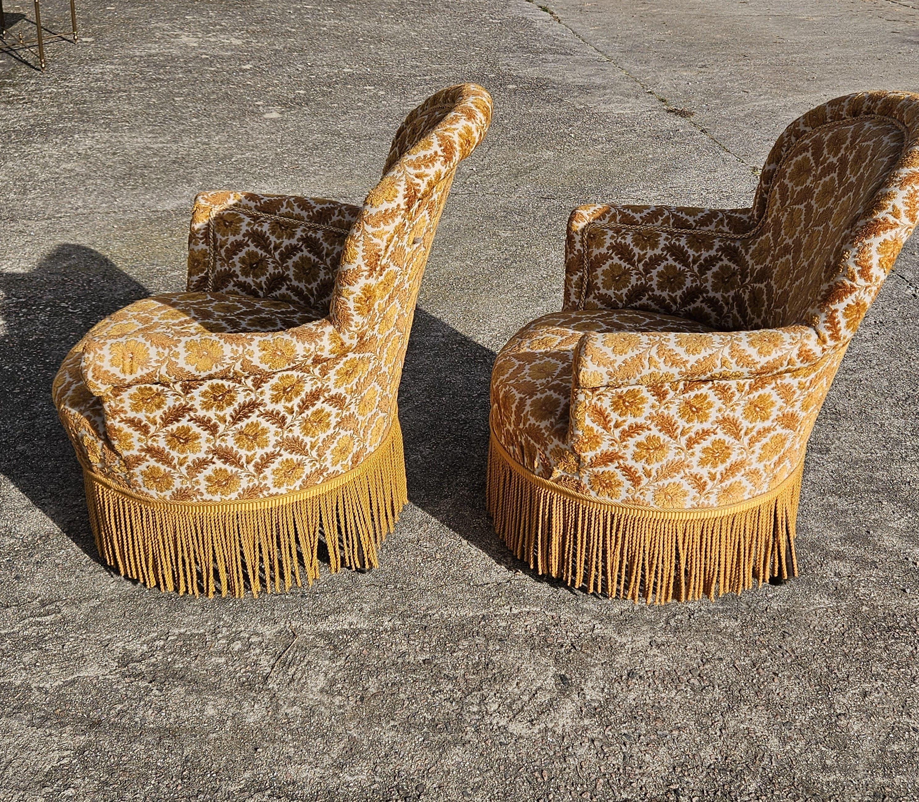 Vintage Pair of Toad Armchairs-Crapaud Seater-Lounge Seats-50s In Good Condition In Bussiere Dunoise, Nouvel Aquitaine