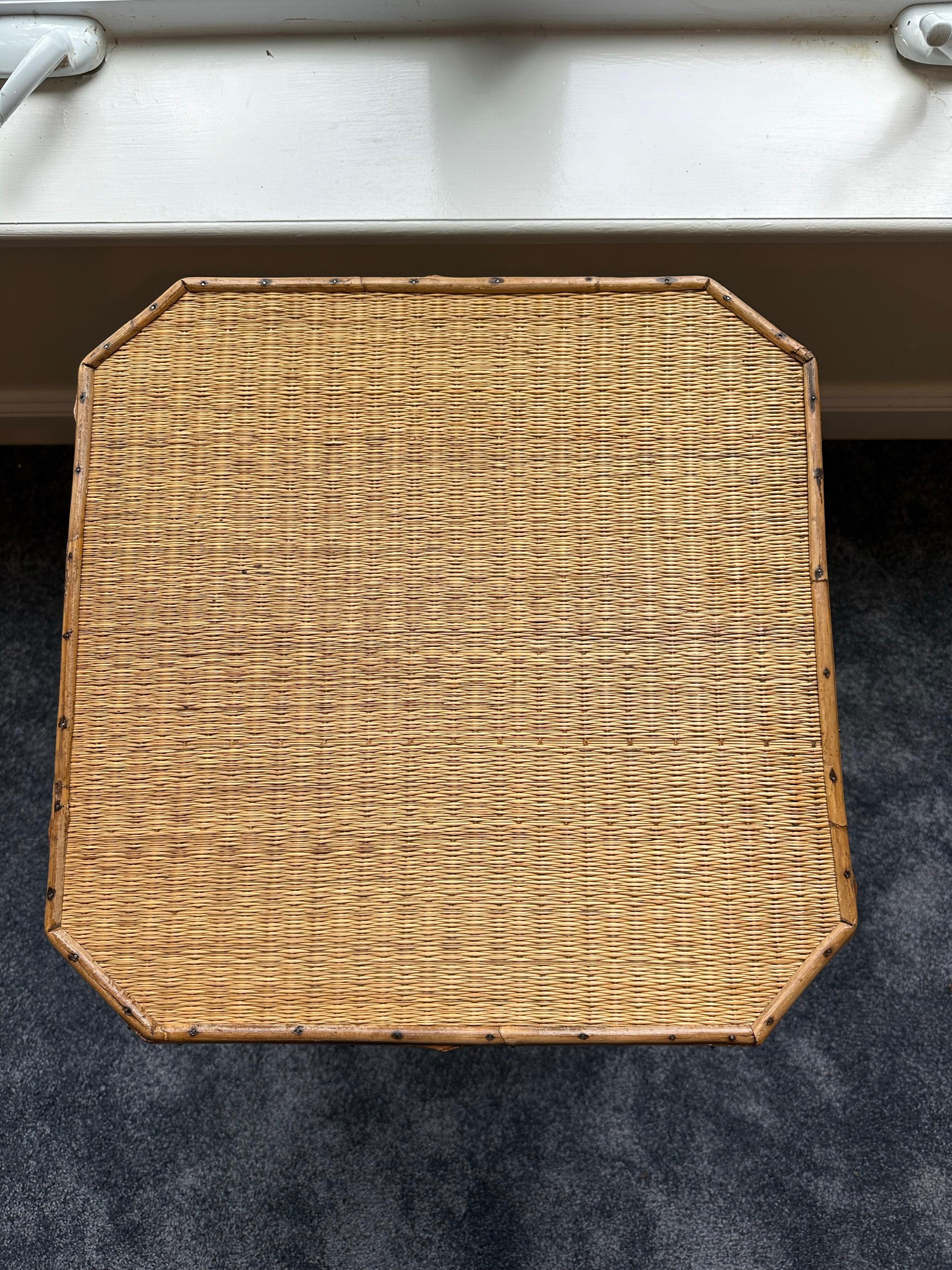 Vintage Pair of Tortoise Bamboo and Rattan End Tables 5