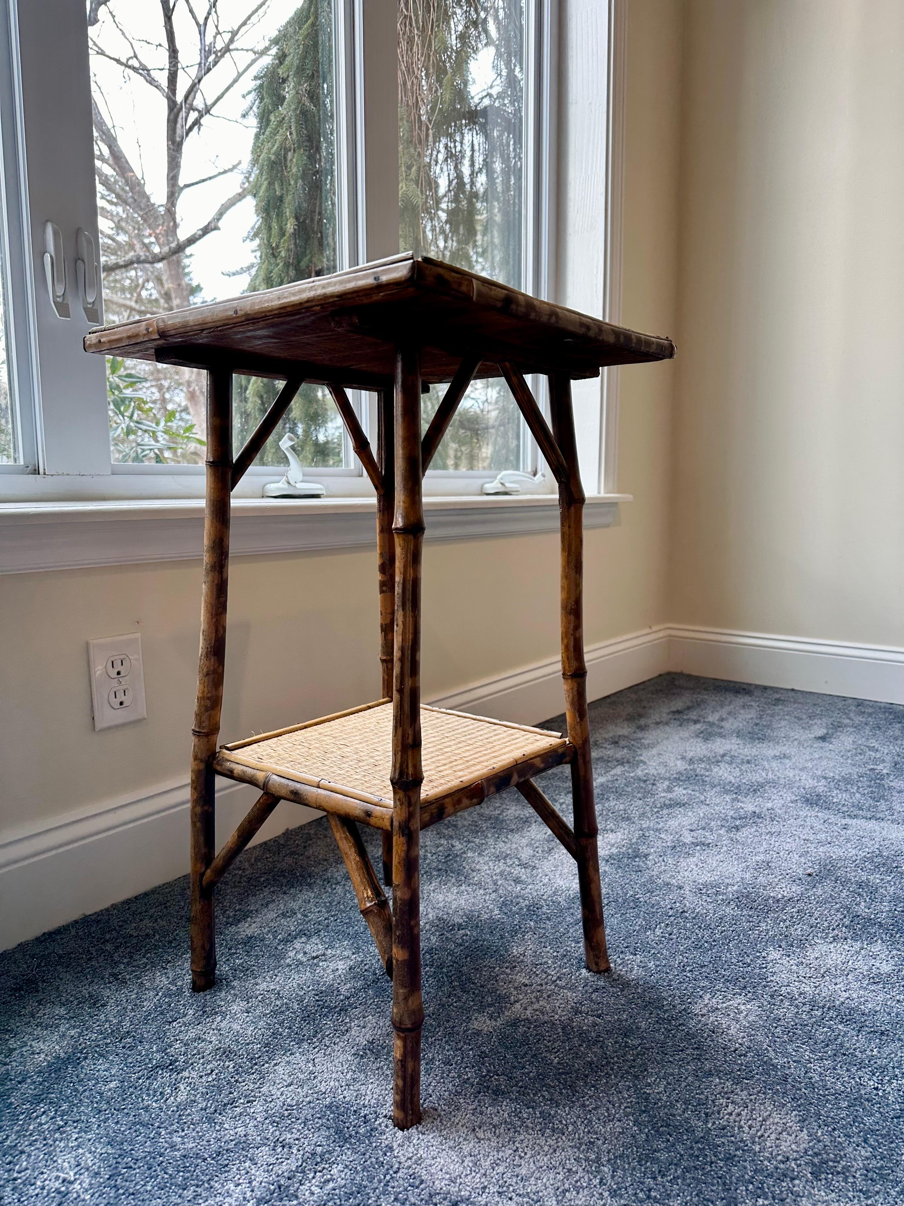 Vintage Pair of Tortoise Bamboo and Rattan End Tables 7