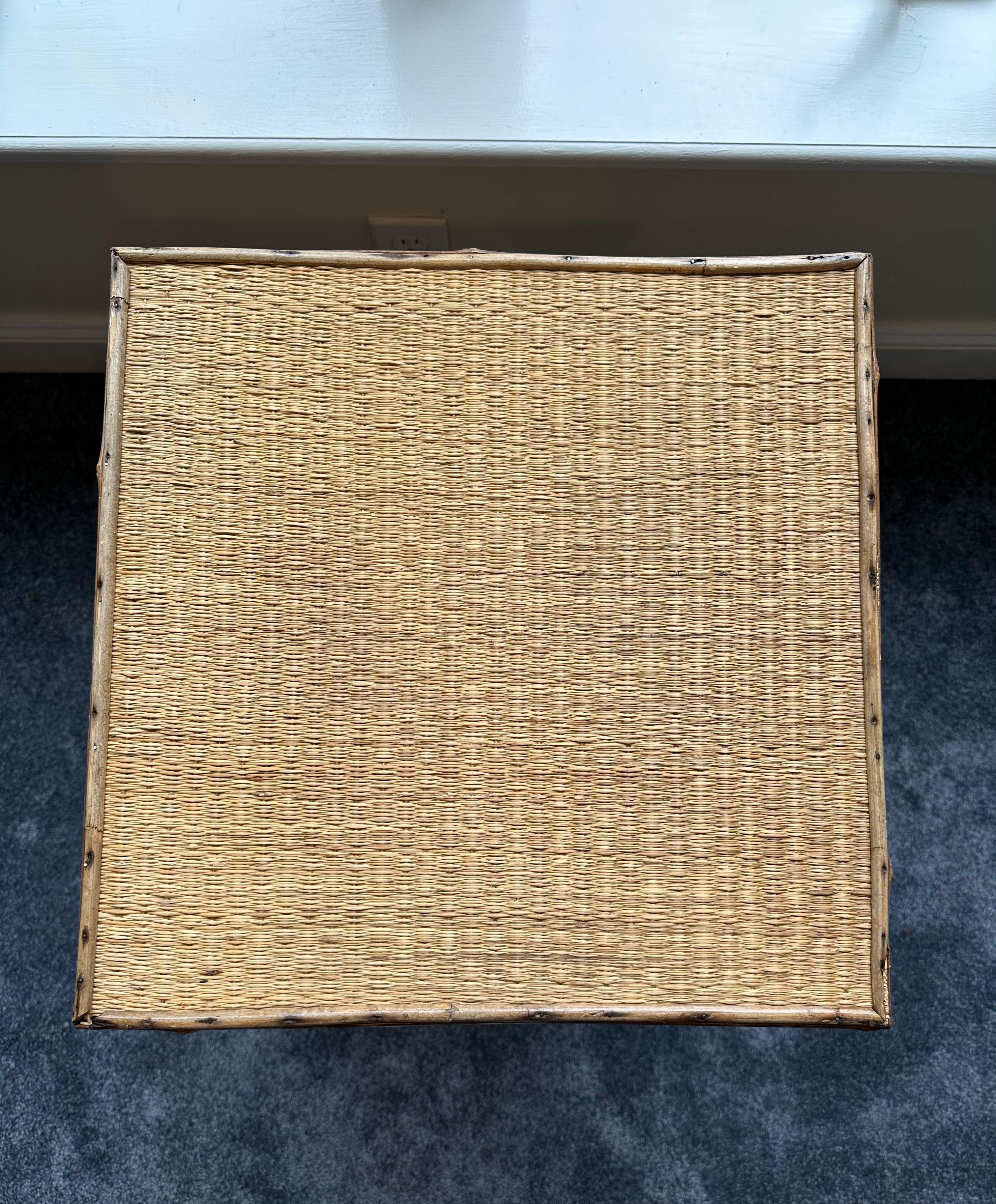 Vintage Pair of Tortoise Bamboo and Rattan End Tables 2