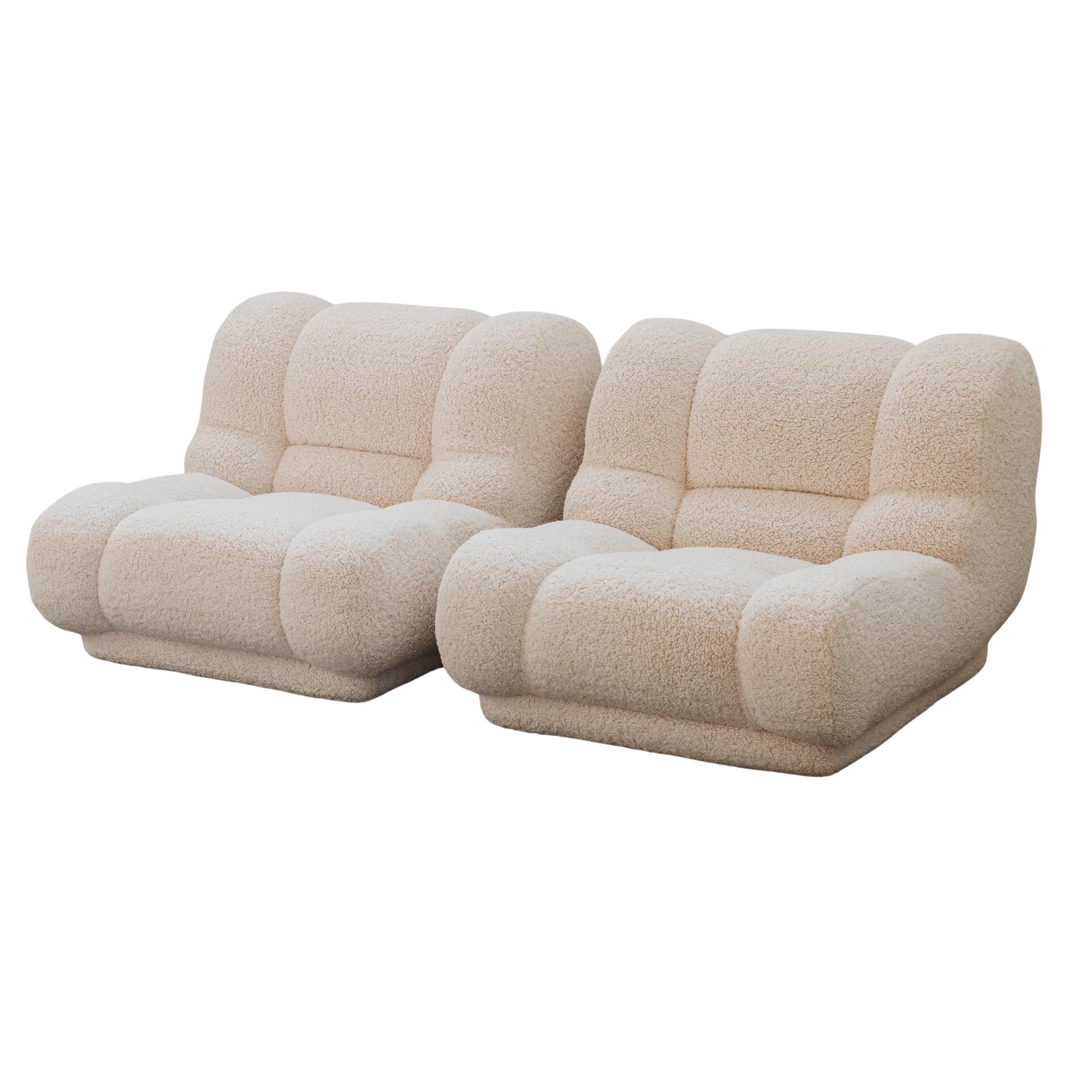 Vintage Pair of Upholstered Lounge Chairs From Italy, Circa 1960