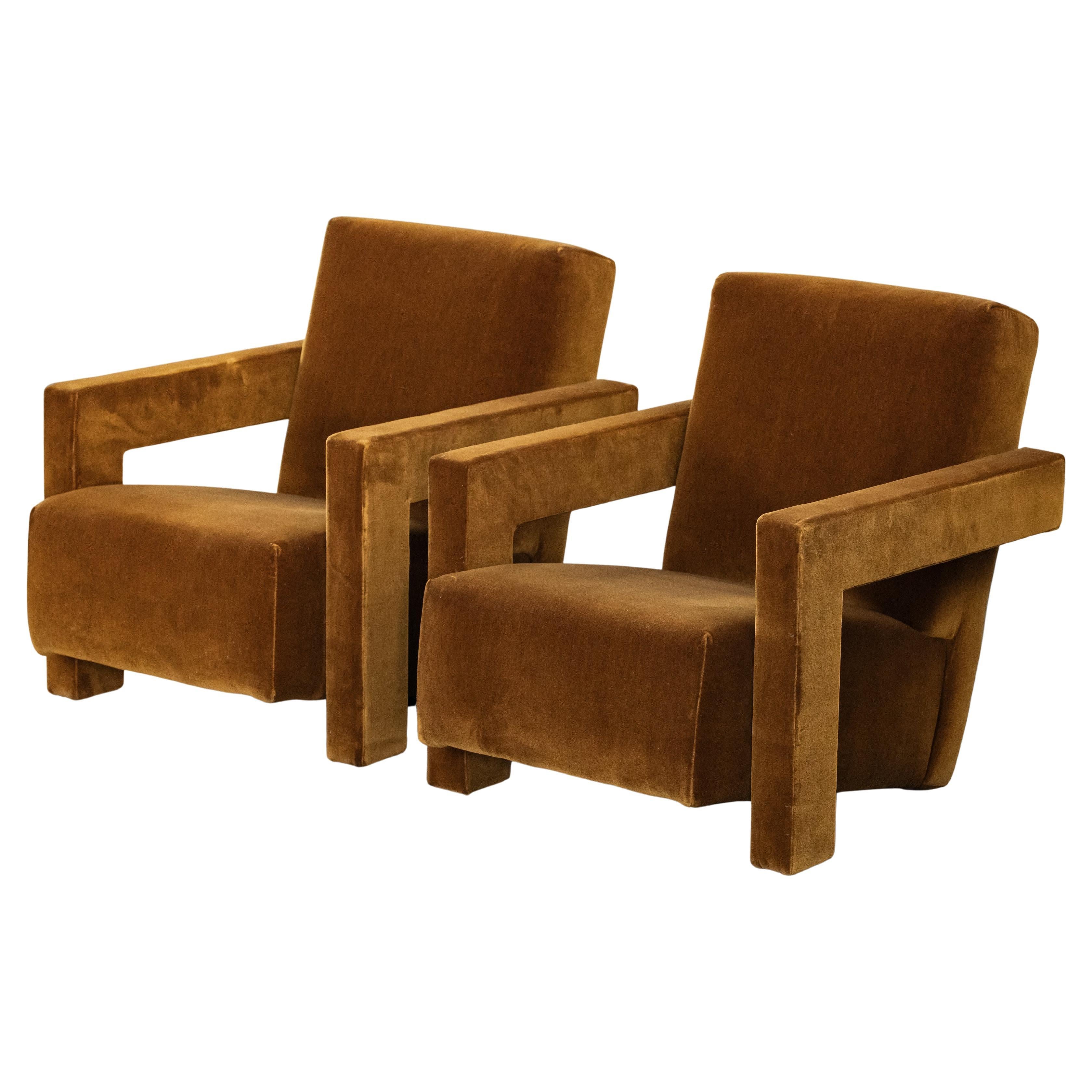 Vintage Pair Of Utrecht Armchairs by Gerrit Thomas Rietveld, Circa 1980 For Sale