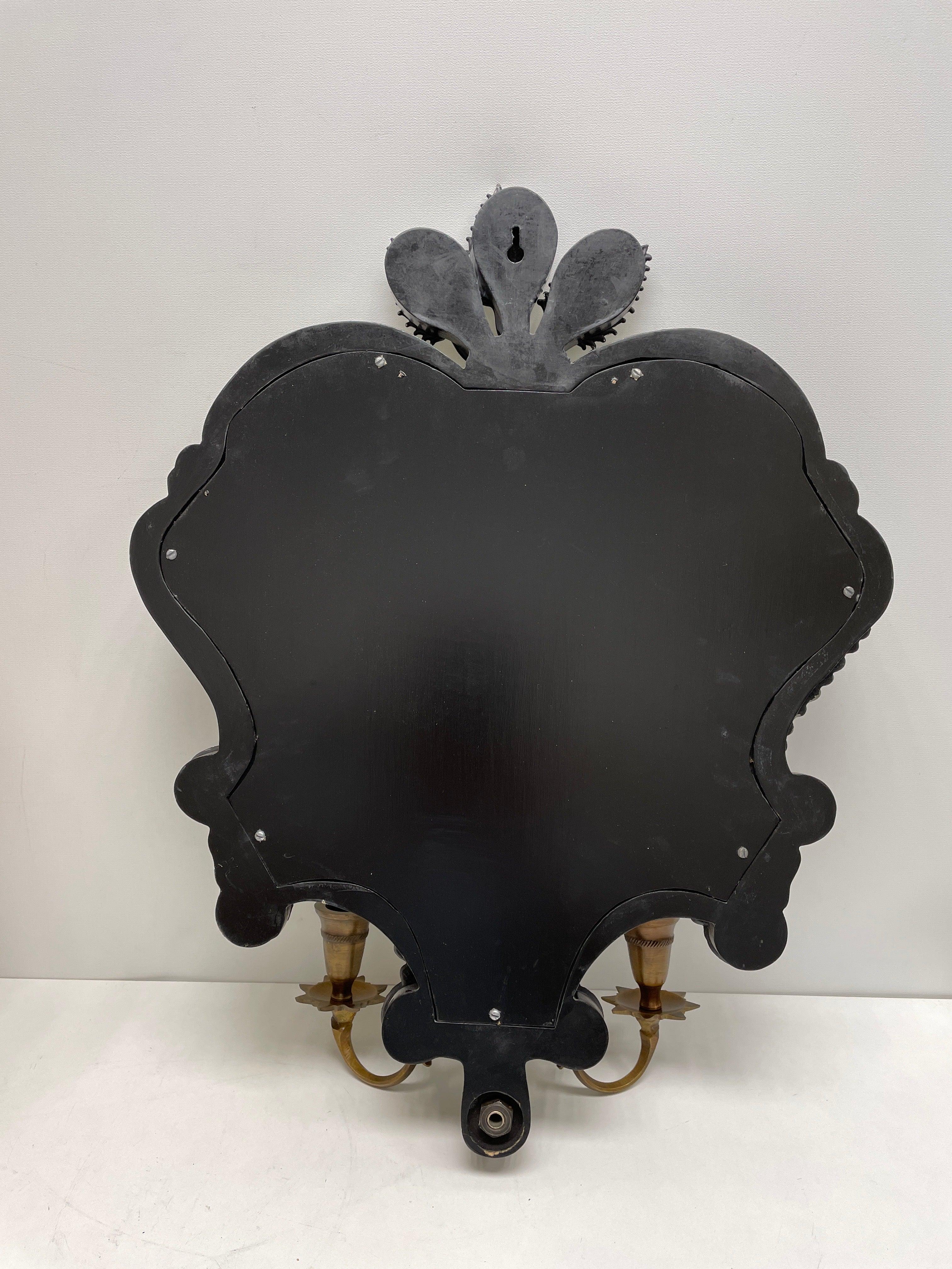 Vintage Pair of Venetian Murano Glass Mirror Sconces for Candles Candlestick 8
