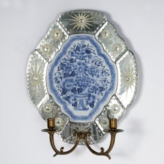 Pareja vintage de apliques de pared con espejo de estilo veneciano de Maitland Smith