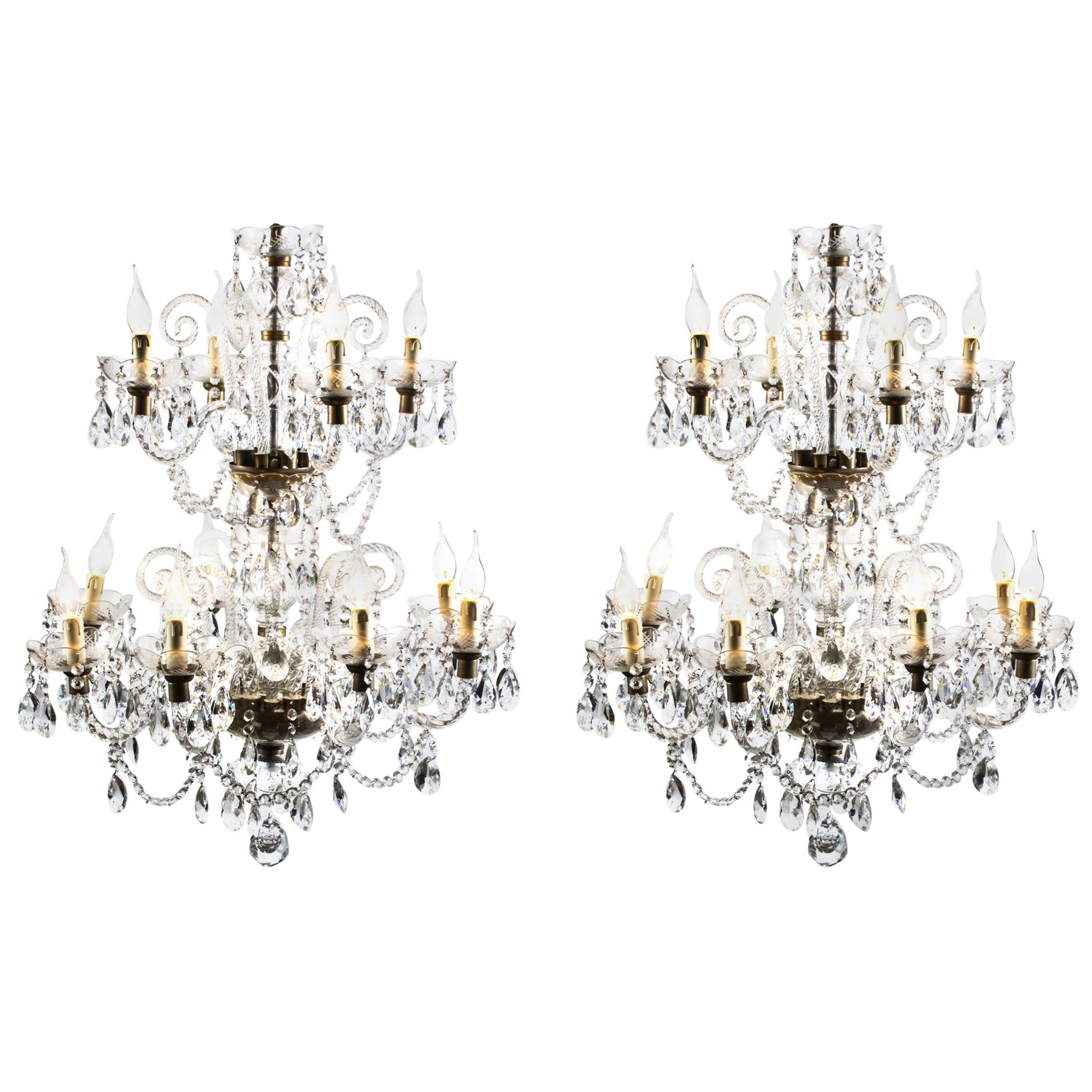 Vintage EightLight Crystal Chandelier For Sale at 1stDibs