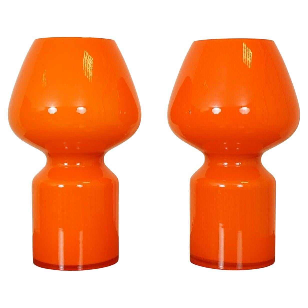 Vintage Pair of Vianne French Orange Art Deco Mushroom Shape Table Lamps  For Sale at 1stDibs