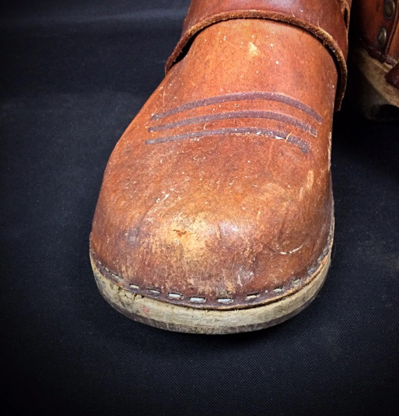 Cuir Paire de sabots en bois 