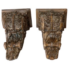 Paire de consoles murales vintage vieillies