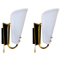 Vintage Pair of Wall Lamps Whit Acrylic Lampshade from 1950s