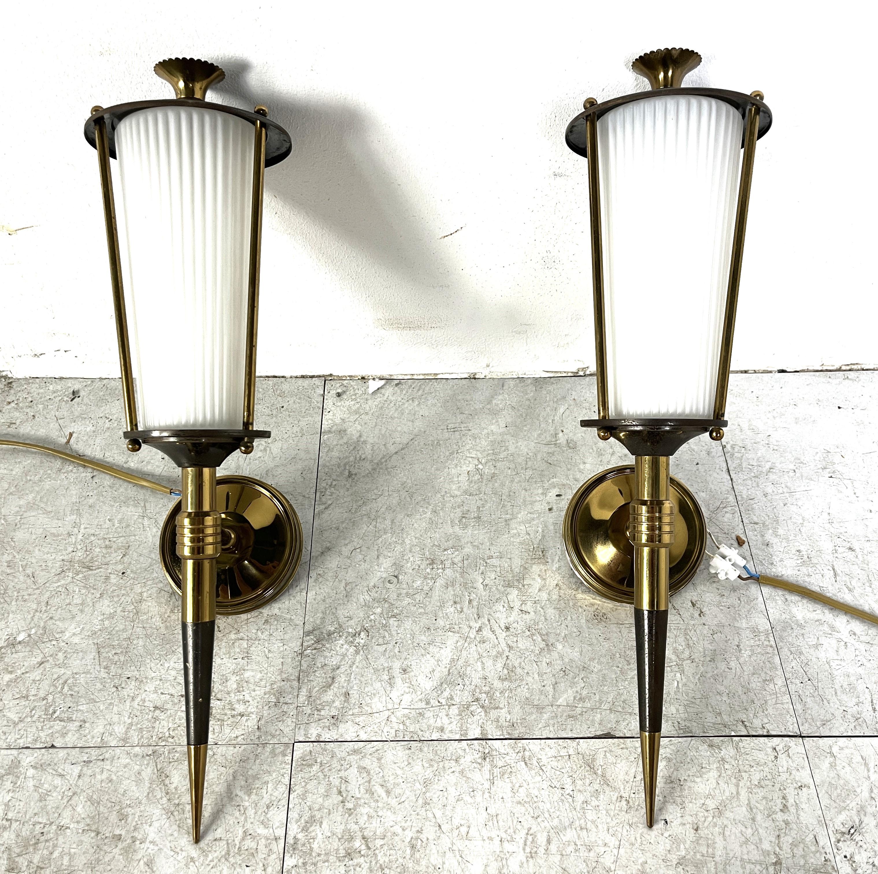 Vintage pair of wall sconces by Maison Arlus, 1950s 3