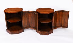 Vintage Pair of Walnut Faux Book Bedside / Side Cabinets 20th Century