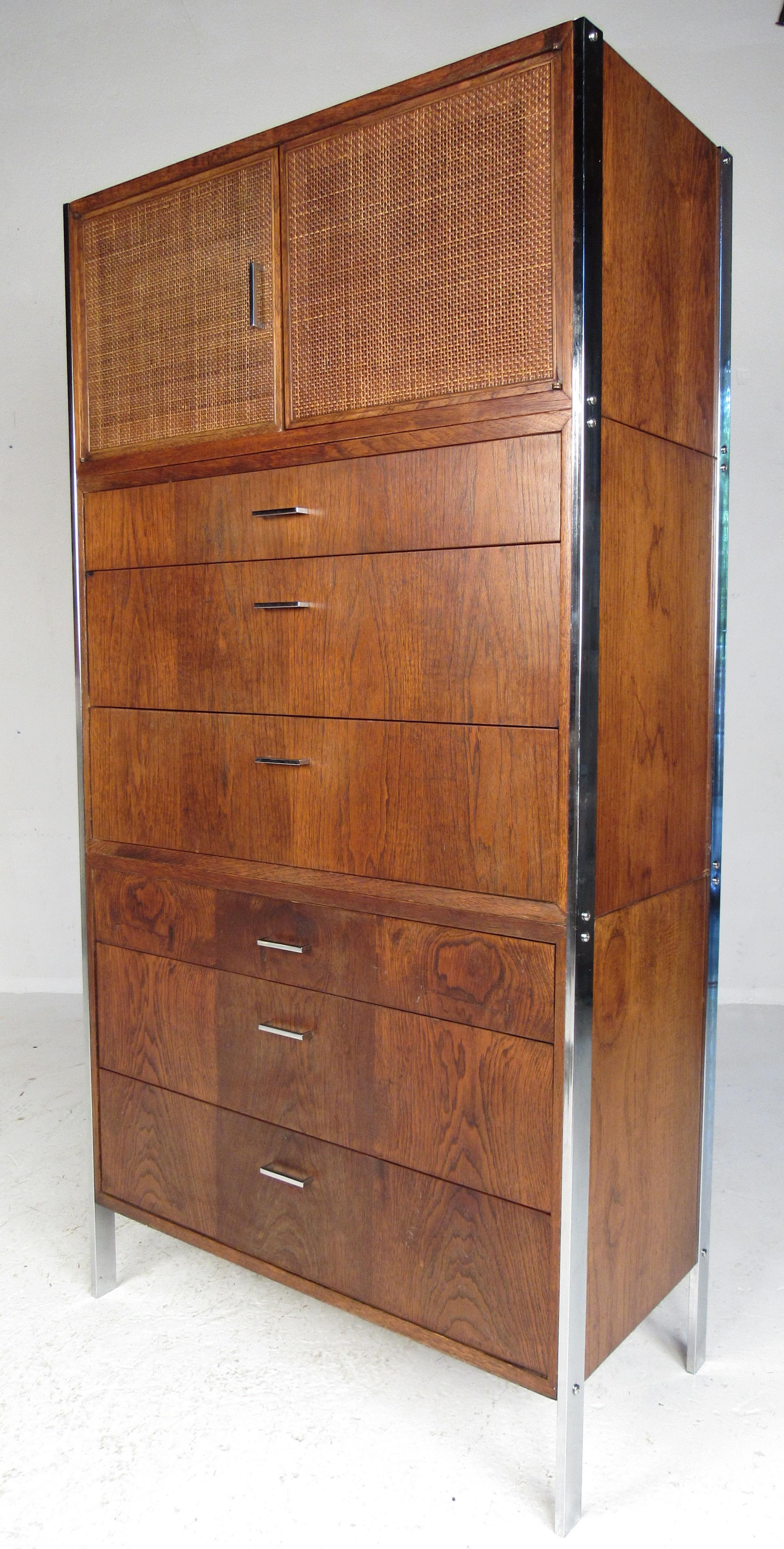 Mid-Century Modern Vintage Pair of Walnut Highboy Dressers