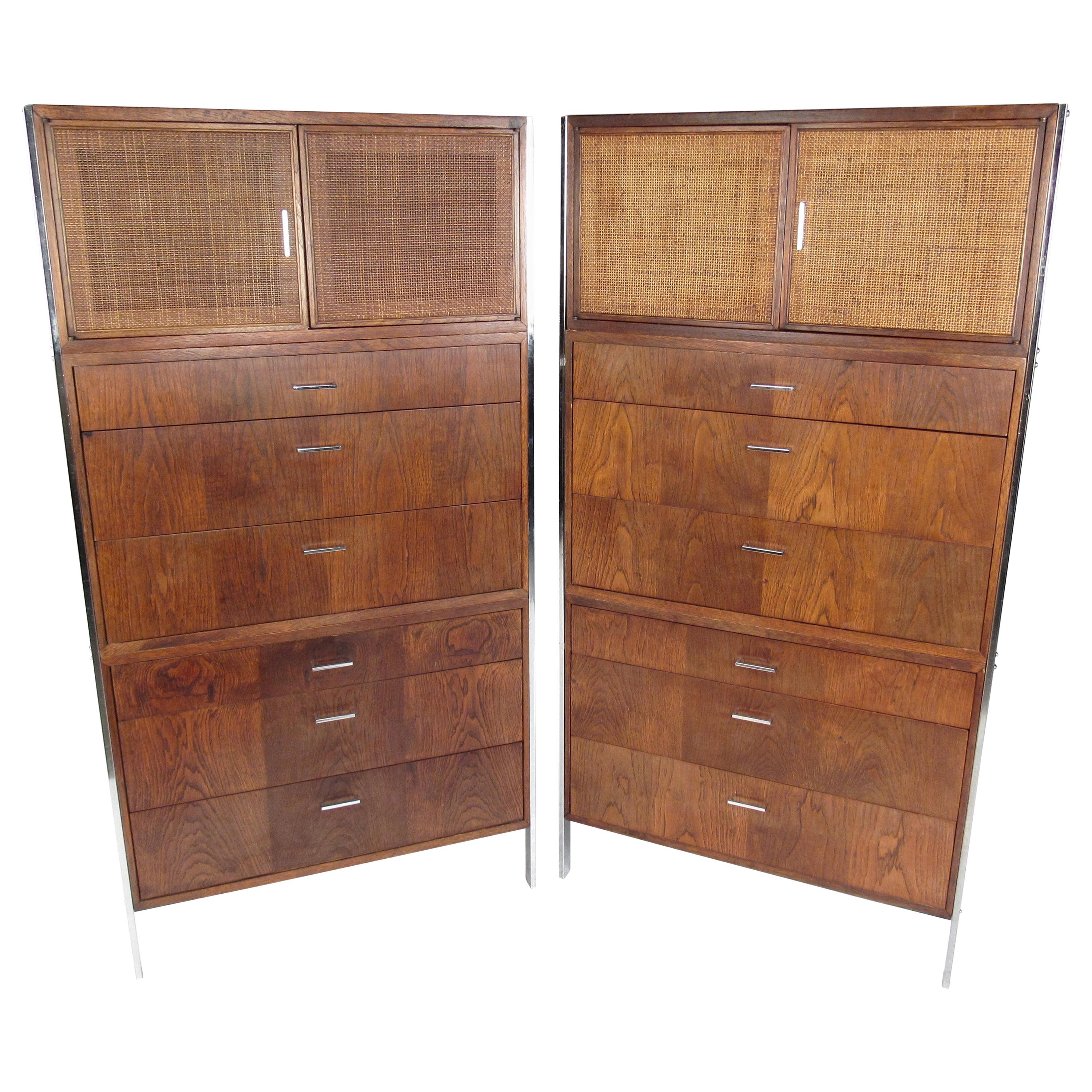 Vintage Pair of Walnut Highboy Dressers For Sale at 1stDibs
