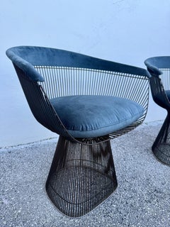 Vintage Pair of Warren Platner Chairs in Bronzed Steel for Knoll