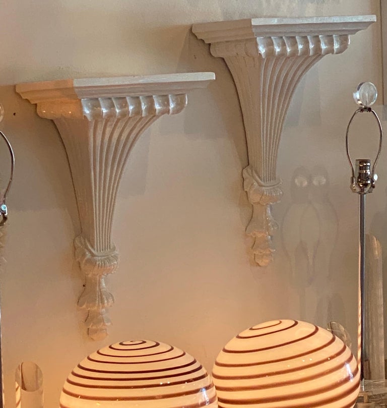 Vintage Pair of White Lacquered Wall Sconces Shelves at 1stDibs wall