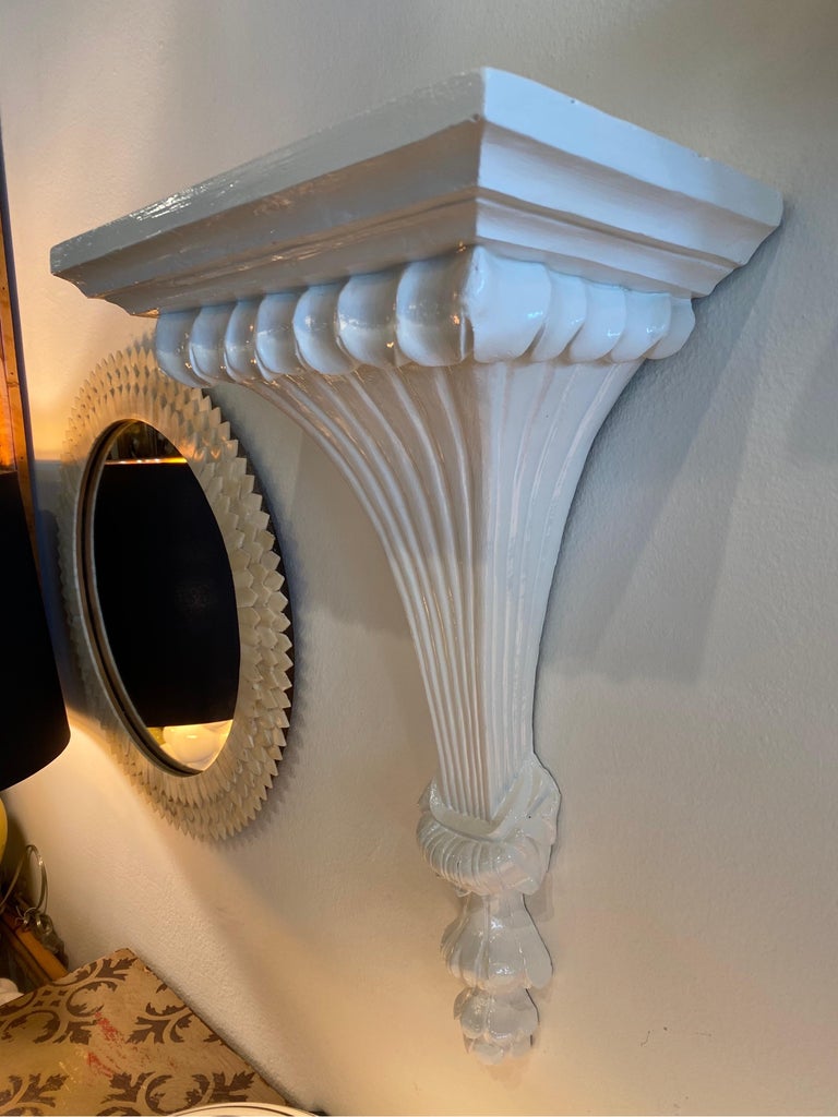 Vintage Pair of White Lacquered Wall Sconces Shelves at 1stDibs wall