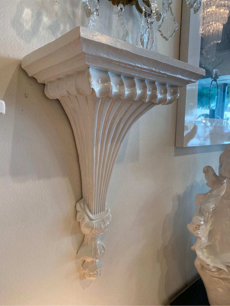 Vintage Pair of White Lacquered Wall Sconces Shelves at 1stDibs wall