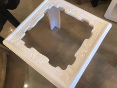 Vintage Pair of White Lacquered Wavy Swirl Modern End Side Tables