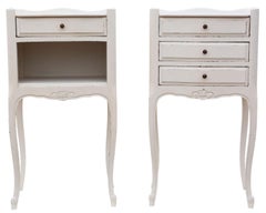 Vintage Pair of White-Painted Bedside Tables – Quality Nightstands
