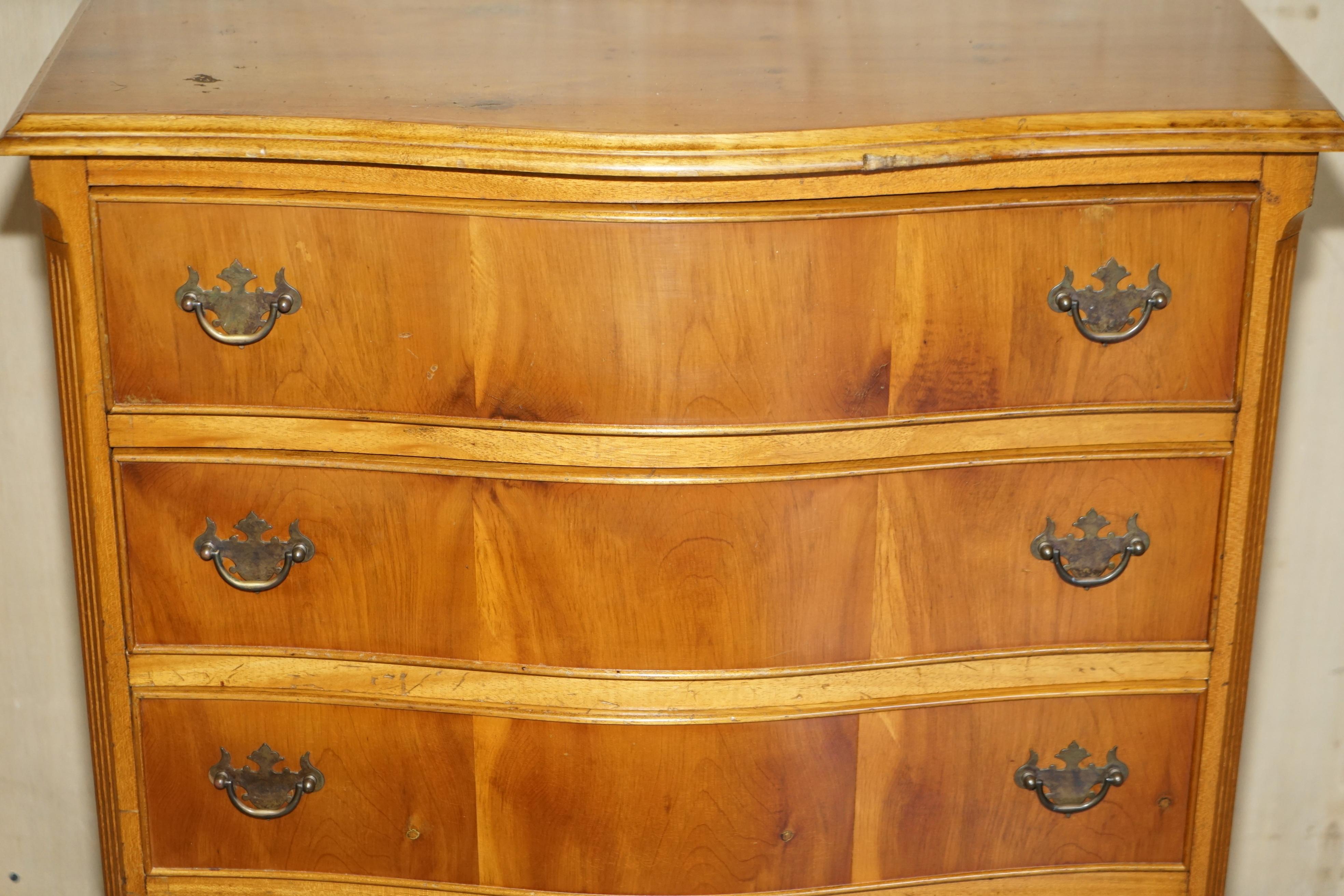 Vintage Pair of Wide Burr & Burl Yew Wood Side Table Sized Chest of Drawers For Sale 2
