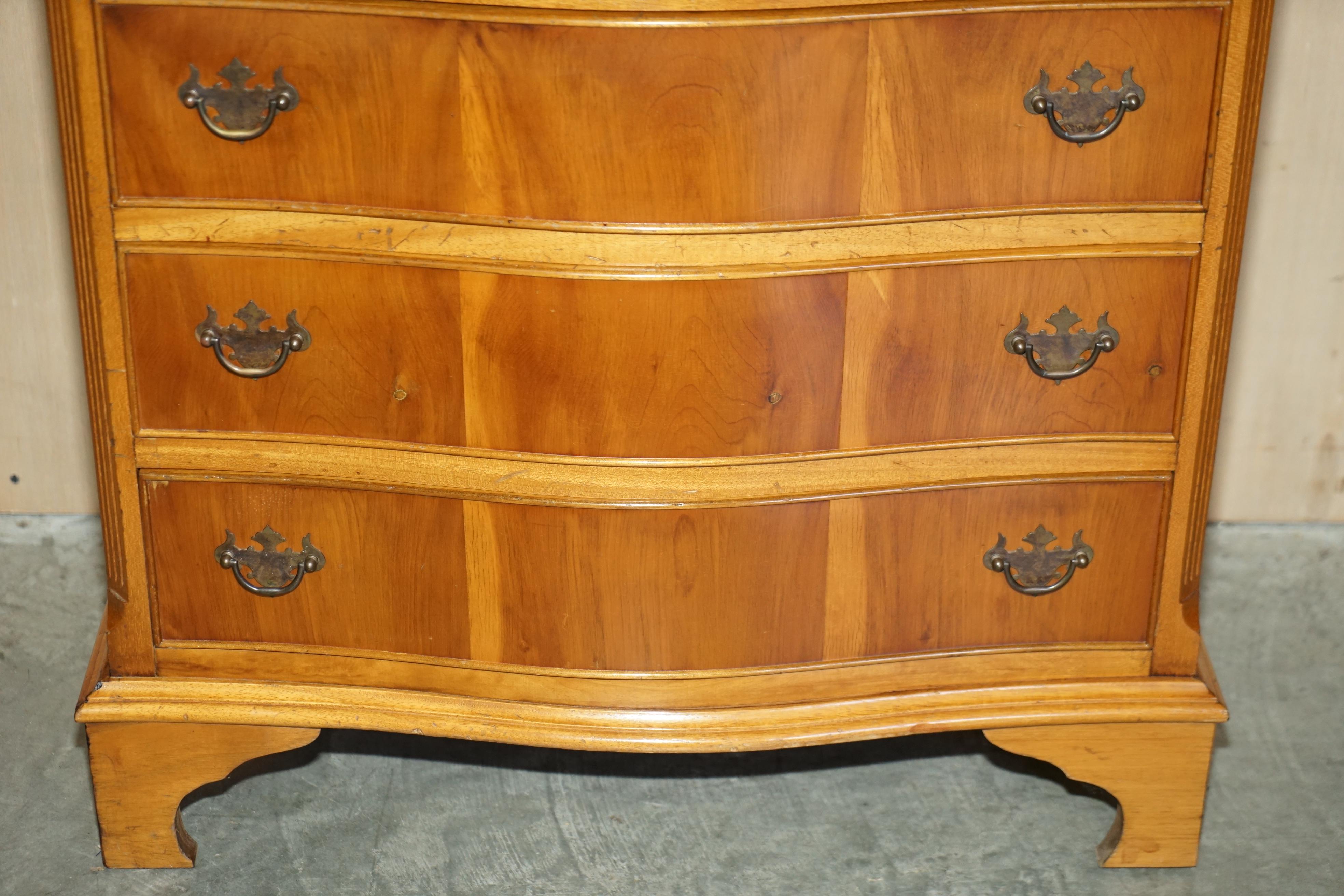 Vintage Pair of Wide Burr & Burl Yew Wood Side Table Sized Chest of Drawers For Sale 3