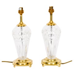 Coppia di lampade da tavolo Windsor in vetro tagliato vintage del XX secolo
