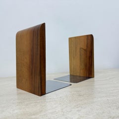 Paar Vintage-Buchstützen aus Holz, 1970er-Jahre