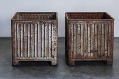 Vintage Pair Of XL Metal Bins From France, Circa 1950