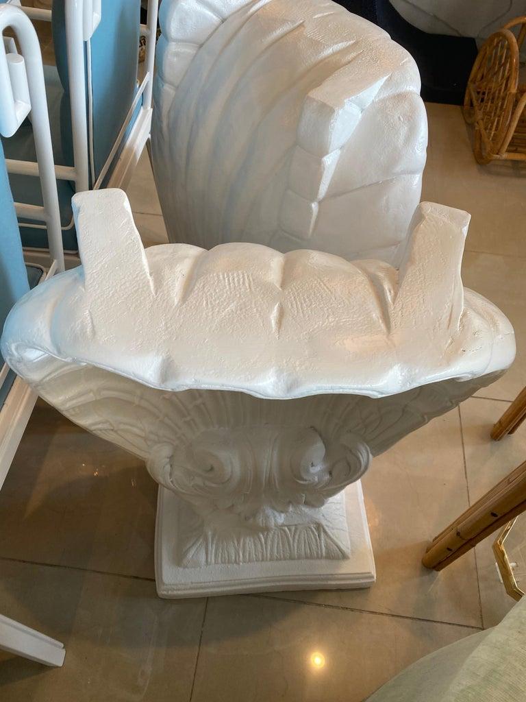 Vintage Pair Plaster Seashell Scallop Shell Dining Table Bases Console Lacquered 3