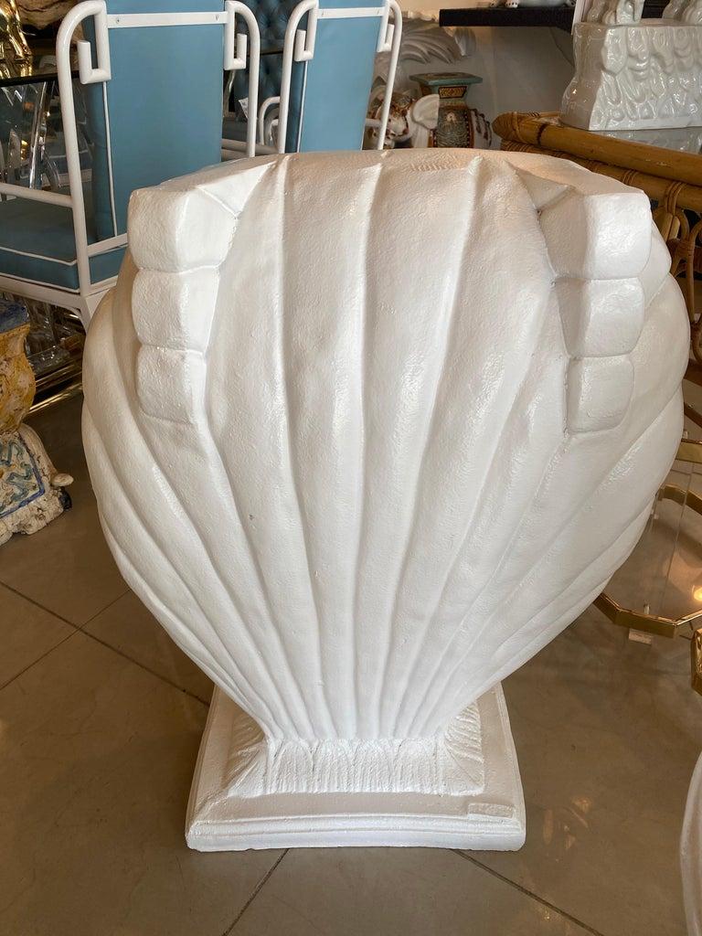 American Vintage Pair Plaster Seashell Scallop Shell Dining Table Bases Console Lacquered