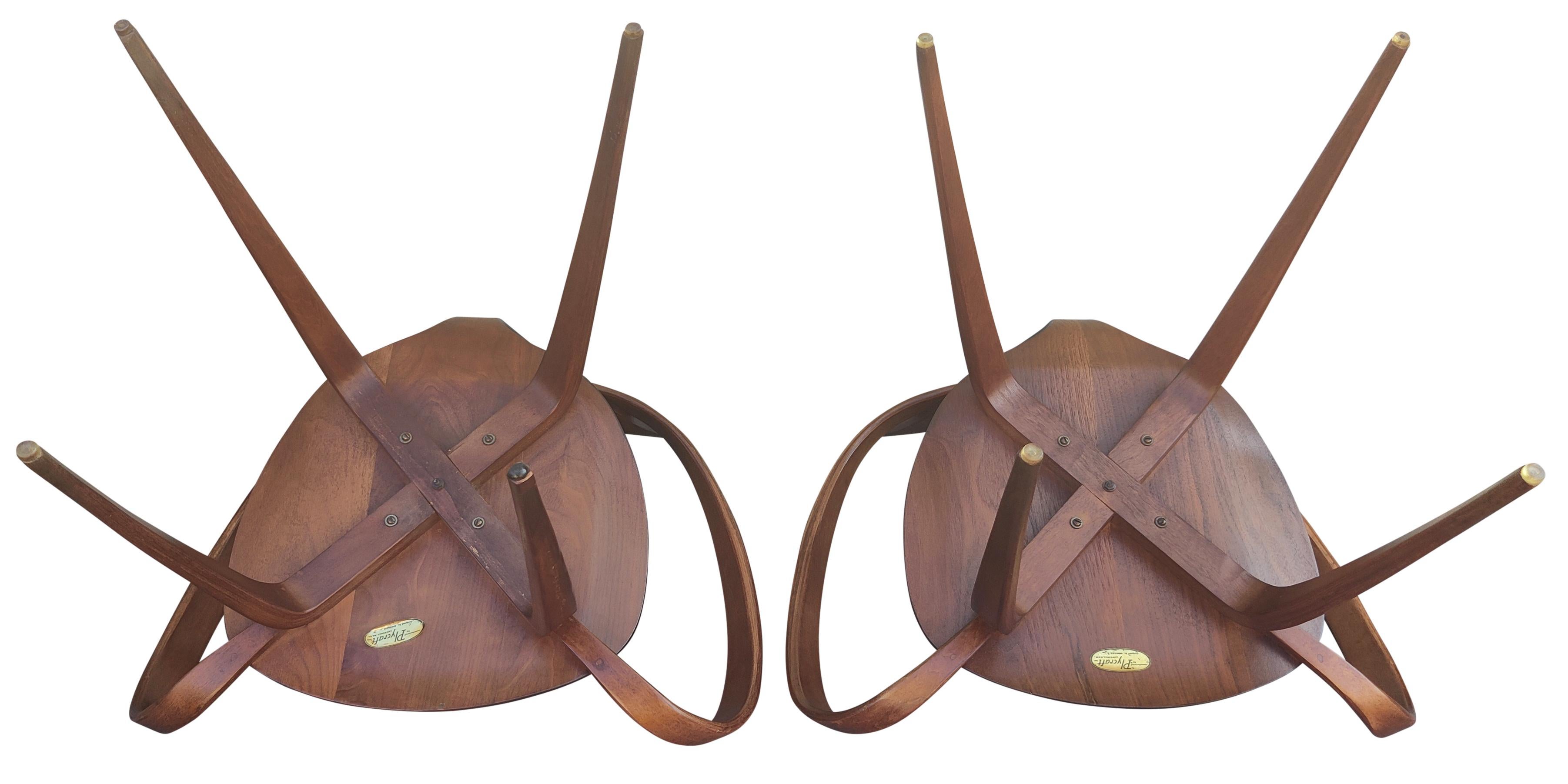 Vintage Pair Pretzel WalnutPlywood Armchairs Norman Cherner Plycraft, Restored For Sale at 1stDibs