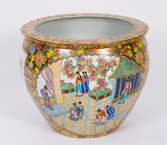 Pareja de jarrones chinos de la dinastía Qing CANTON FAMILLE ROSE Siglo XX