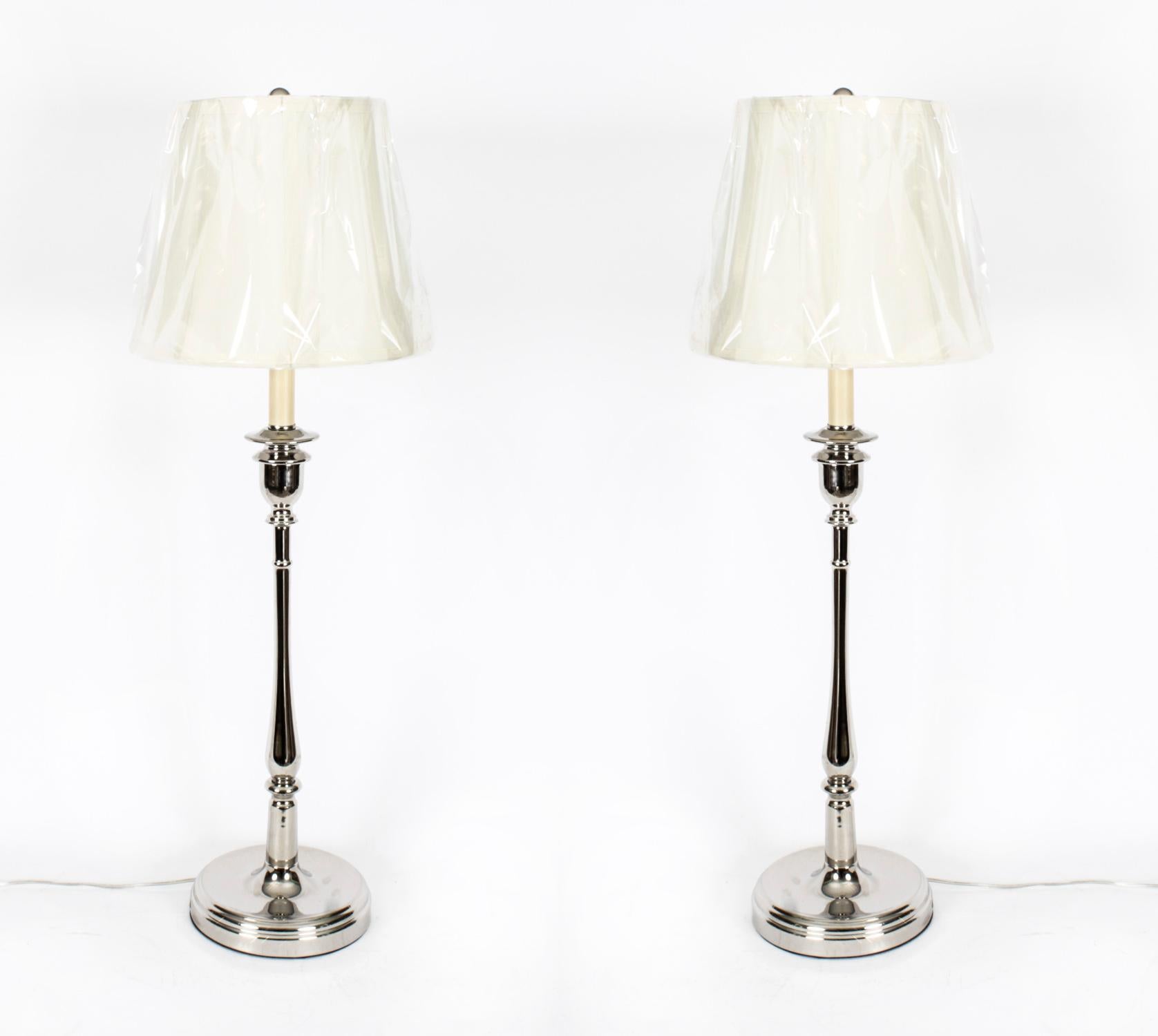 Vintage Pair Ralph Lauren Chrome Table Lamps, Late 20th Century For Sale 2