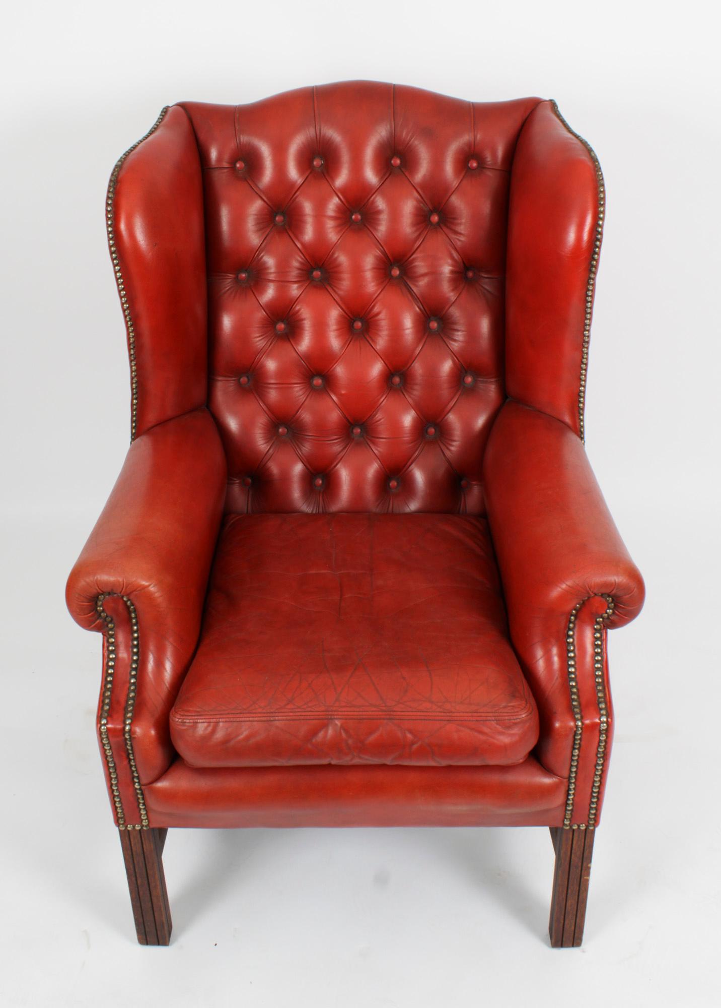 red leather armchairs