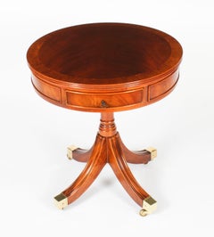 Vintage Pair Regency Revival Drum Tables Bedside Tables 20th Century