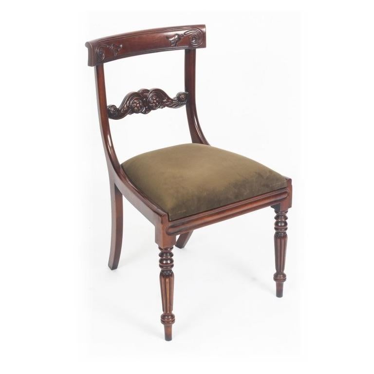 Hand-Crafted Vintage Pair Regency Revival Mahogany Bar Back Dining Chairs 20th Century For Sale