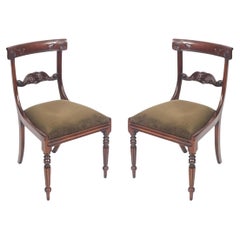 Antique Pair Regency Revival Mahogany Bar Back Dining Chairs 20th Century