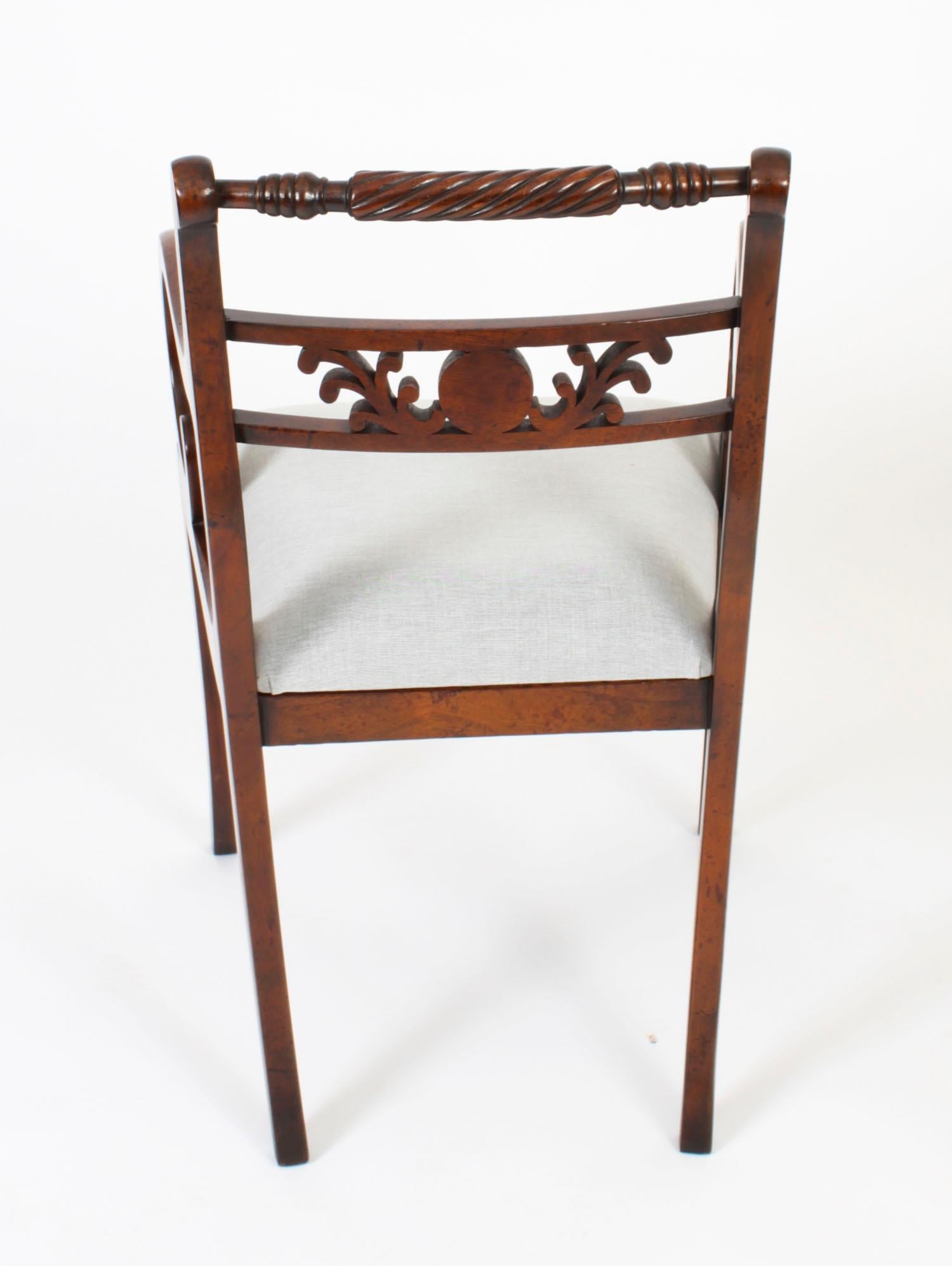 Vintage Pair Regency Revival Rope Back Armchairs 20th Century For Sale 6