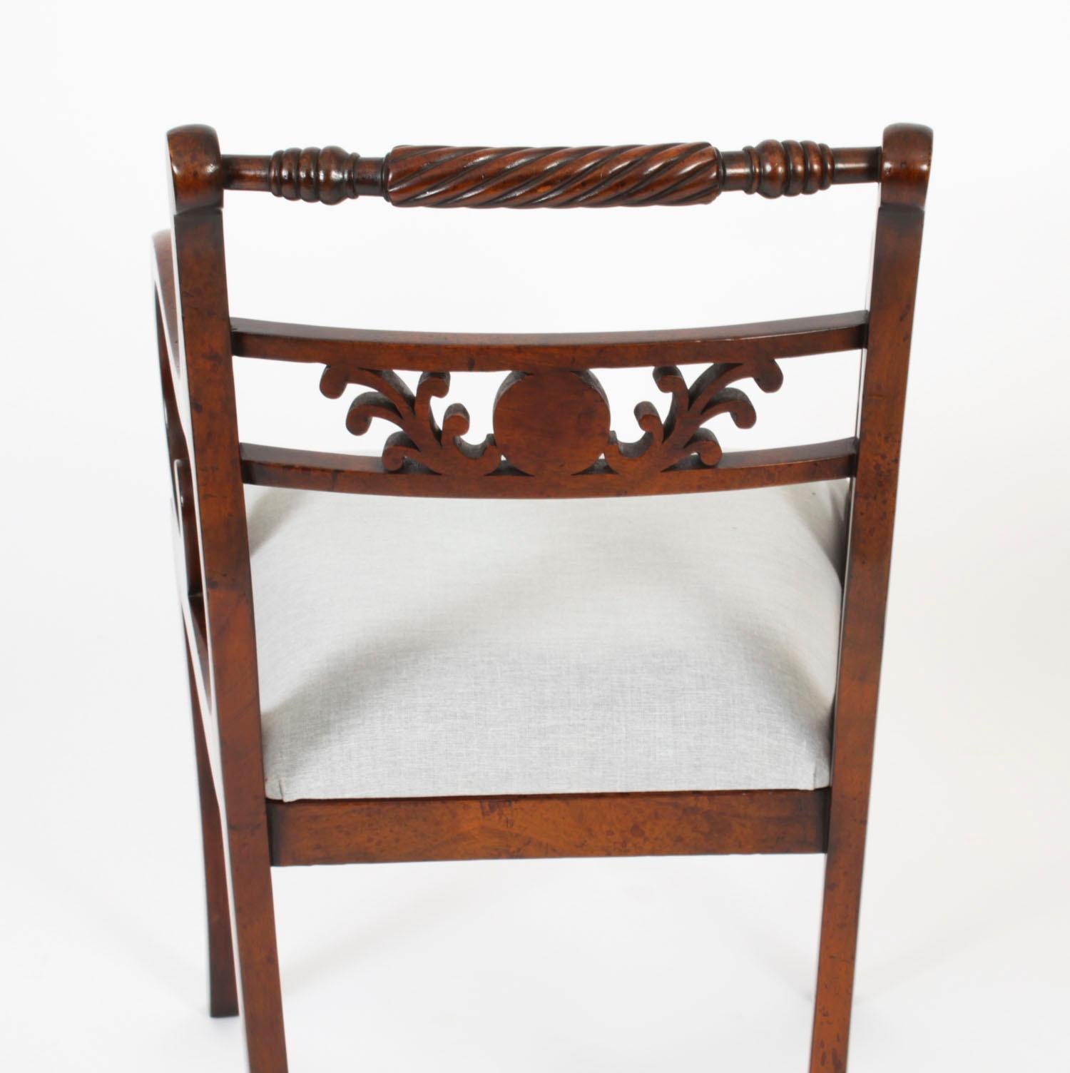Vintage Pair Regency Revival Rope Back Armchairs 20th Century For Sale 7