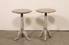 Vintage Pair Round Pedestal Side Tables