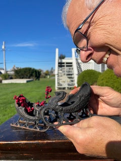 Vintage Pair Santa Christmas Sleighs With Bird Head Finials, 1930s