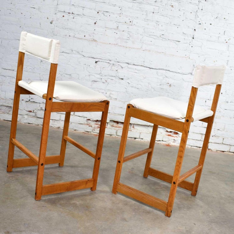 Vintage Pair of Scandinavian Modern Sling Counter Height Bar Stools ...