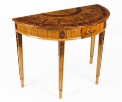 Vintage Pair Sheraton Revival Half Moon Console Table 20th Century