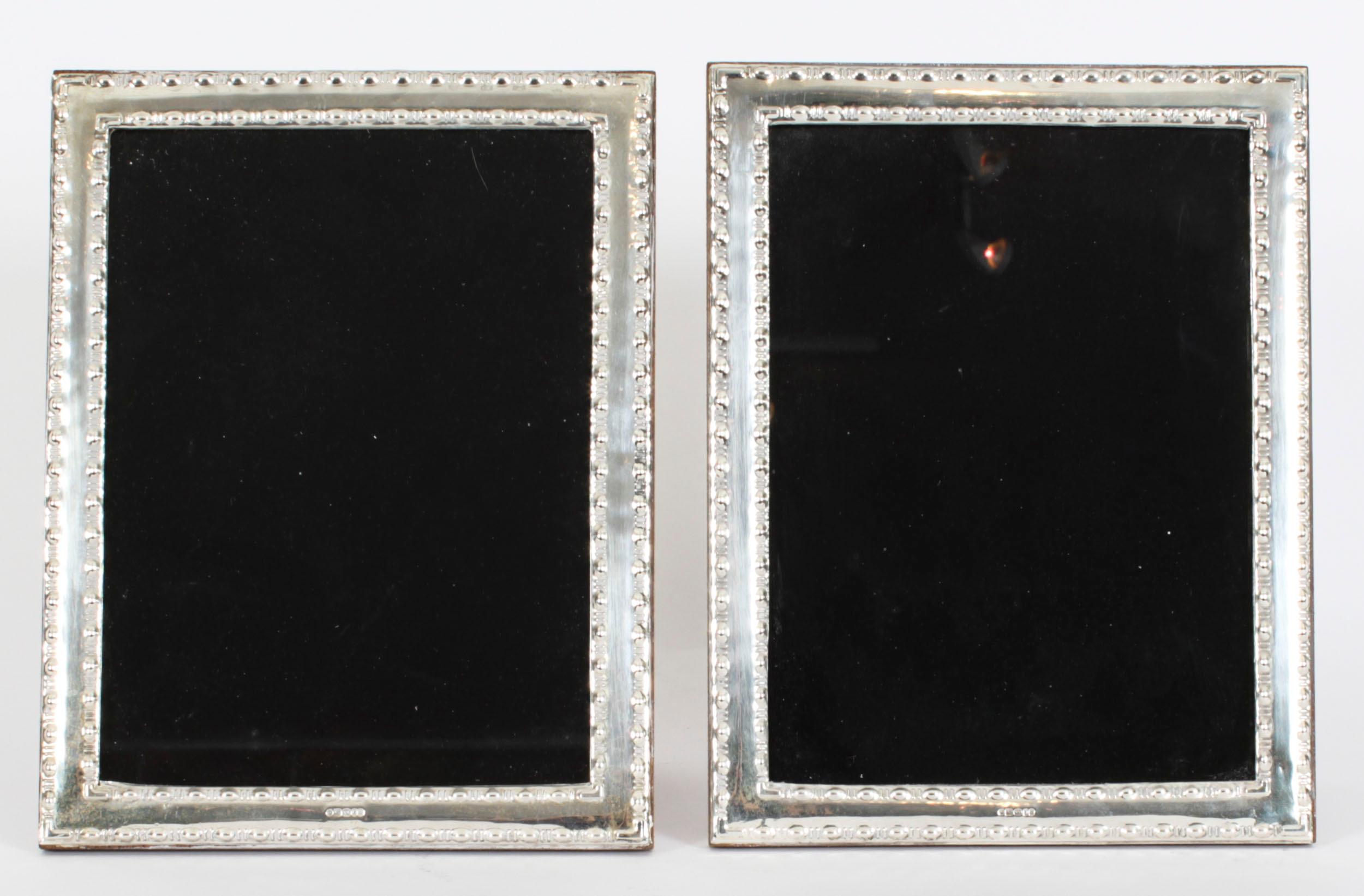 Vintage Pair Silver Sterling Photo Frames 23.5x18.5 cm 20th C 10