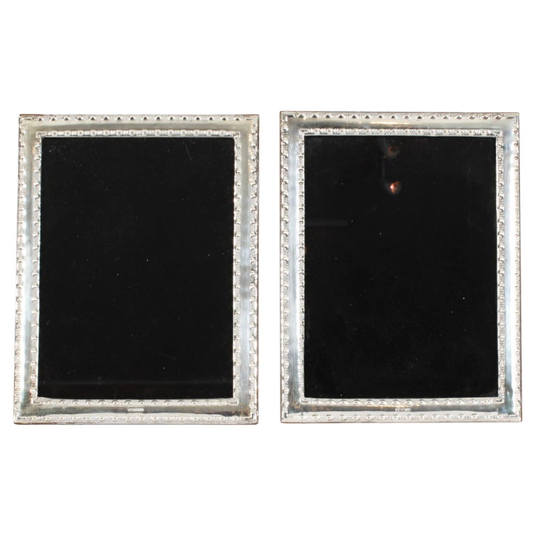 Vintage Pair Silver Sterling Photo Frames 23.5x18.5 cm 20th C For Sale