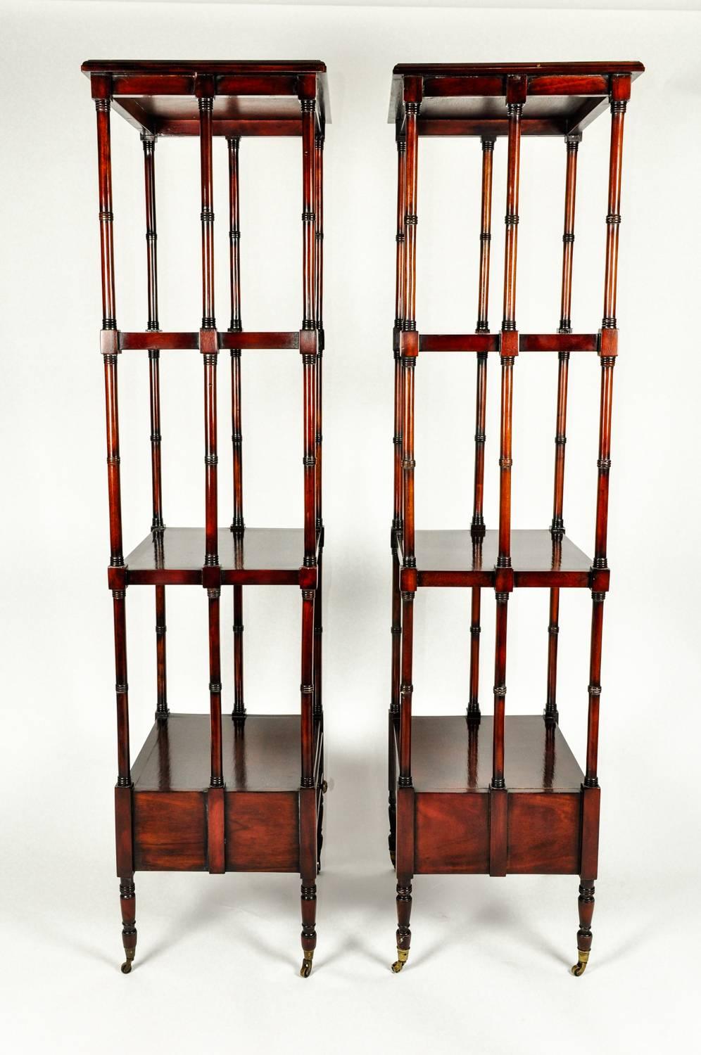 Vintage Pair Solid Mahogany Wood Display Etageres / Shelves . In Excellent Condition In Tarry Town, NY