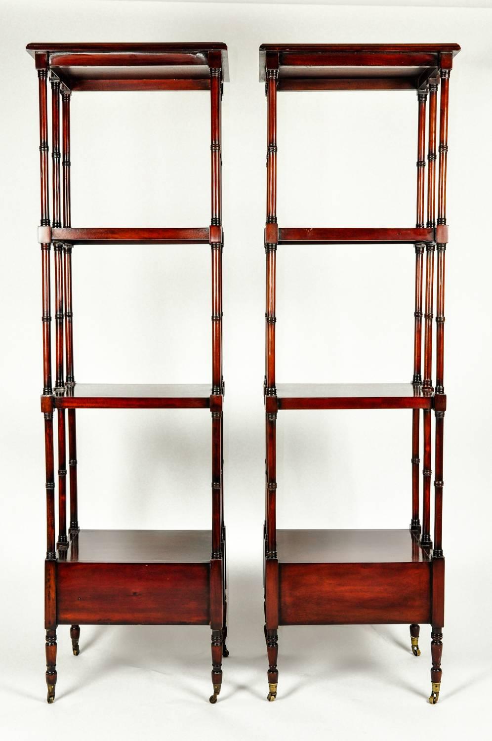 Mid-20th Century Vintage Pair Solid Mahogany Wood Display Etageres / Shelves .
