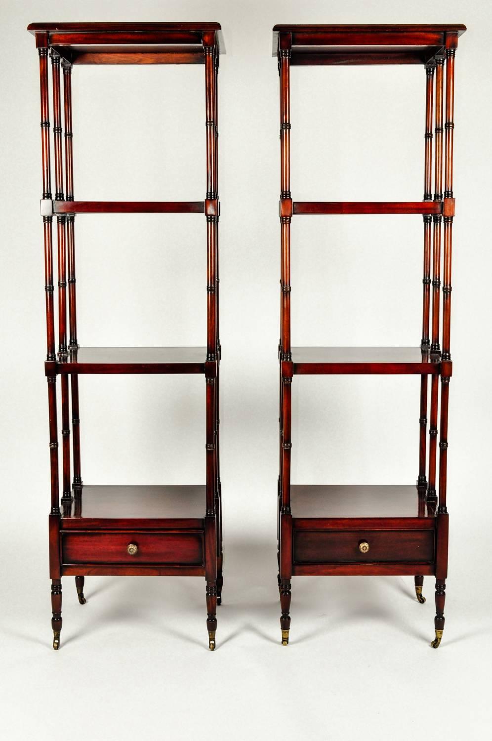 Vintage Pair Solid Mahogany Wood Display Etageres / Shelves . 2